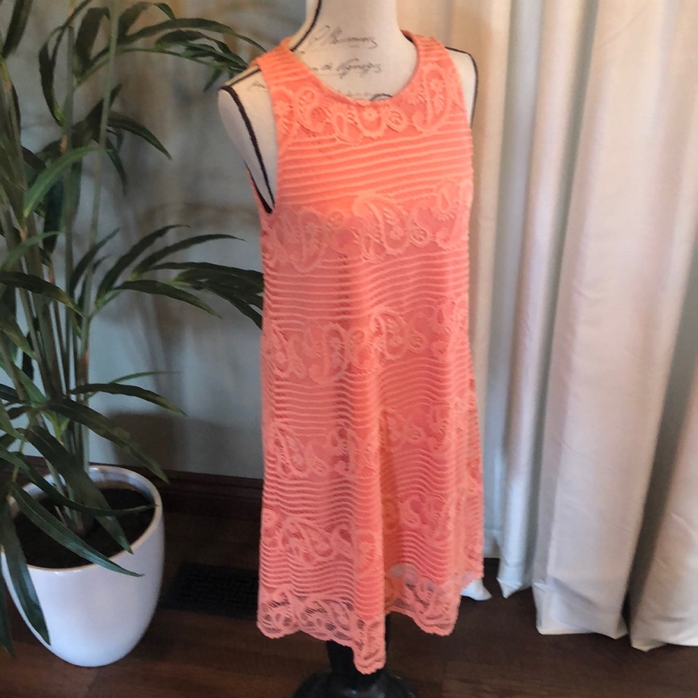Coral lace dress